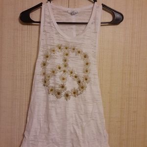 White Tank Top with Flower Peace Sign